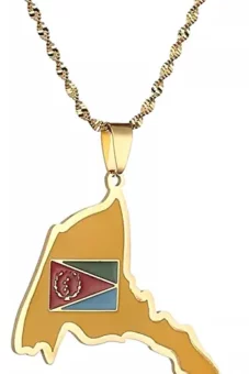 Gold Color Eritrea Map Flag Necklaces for Women and Men